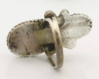 Navajo Ring 925 Silver Blue Turquiose & Mediterranean Coral Native Artist C.80's