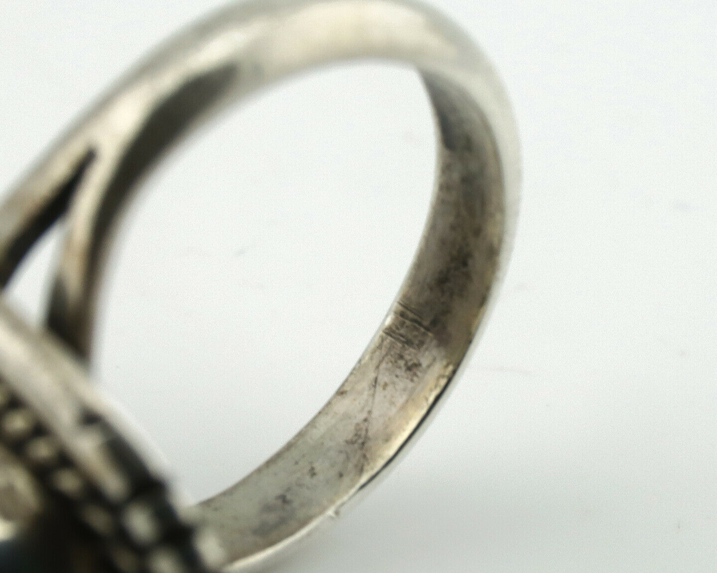 Navajo Ring .925 Silver Spiderweb Turquoise Native American Artist Handmade C80s