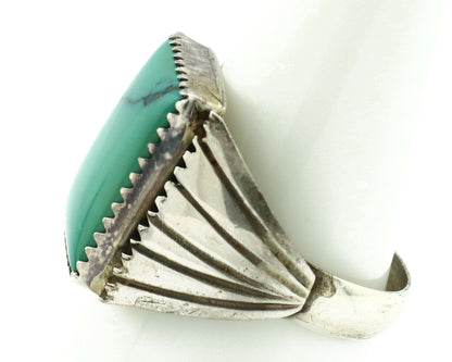 Navajo Ring .925 Silver Green Turquoise Native American Artist C.80's