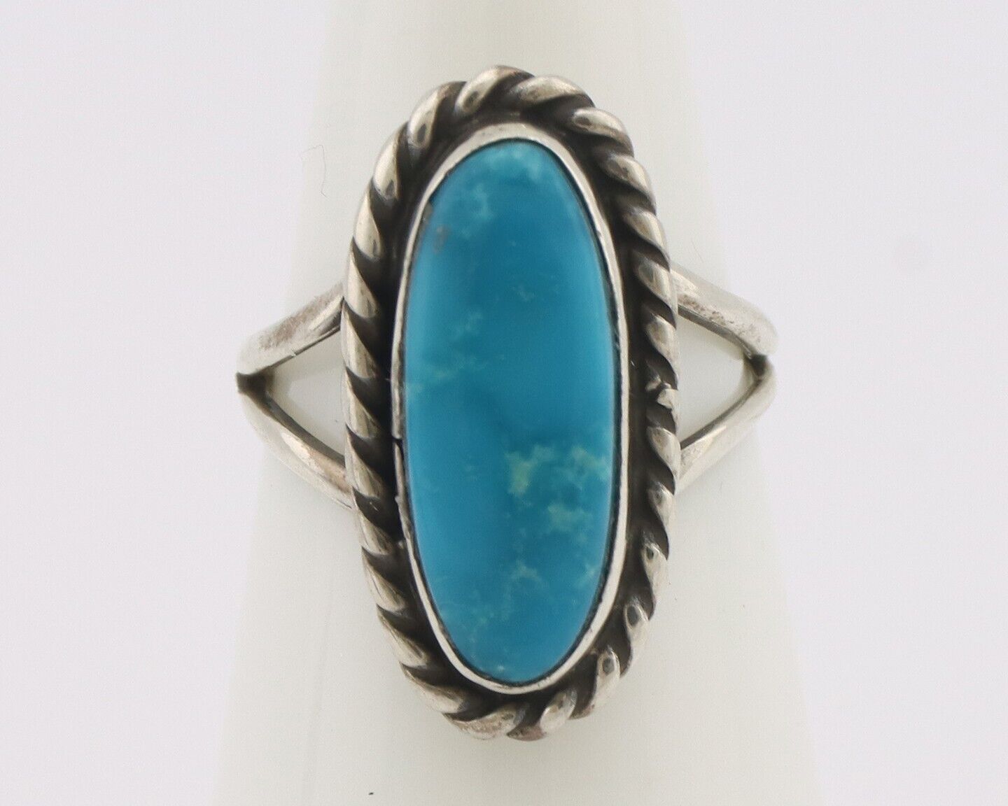 Navajo Handmade Ring 925 Silver Natural Blue Turquoise Native Artist C.80's