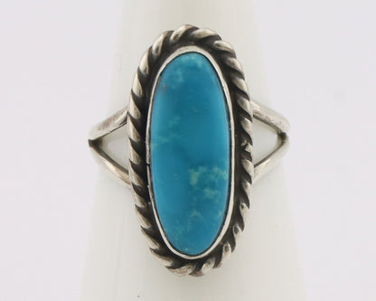 Navajo Handmade Ring 925 Silver Natural Blue Turquoise Native Artist C.80's