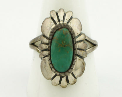 Navajo Ring .925 Silver Green Turquoise Signed M Montoya C.80's