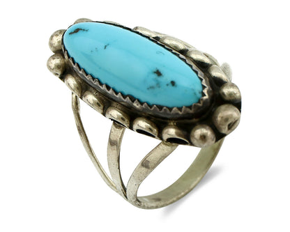 Navajo Ring .925 Silver Natural Blue Turquoise Artist Signed SC C.80's