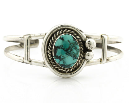 Navajo Bracelet .925 Silver Blue Green Turquoise Artist Signed C Montoya 80's