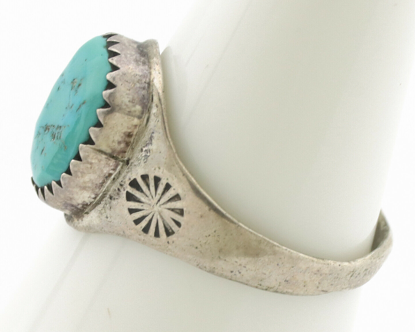 Zuni Ring .925 Silver Natural Blue Turquoise Native American Artist C.1980's