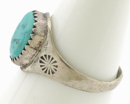 Zuni Ring .925 Silver Natural Blue Turquoise Native American Artist C.1980's
