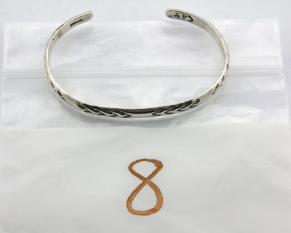 Navajo Bracelet .925 Silver Hand Stamped Arrow Head Artist I Montoya C.80's