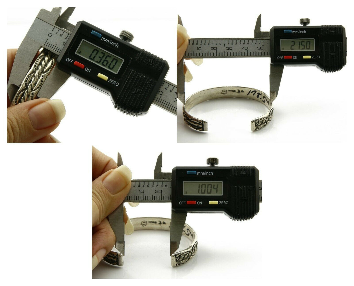 Navajo Bracelet .925 Silver Handmade Hand Stamped Signed Artist C Montoya C.80's