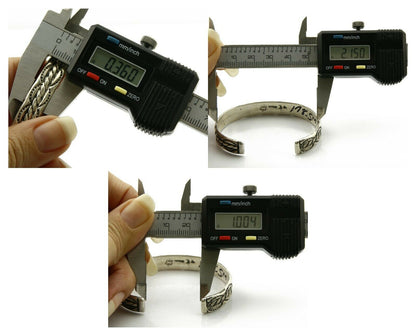 Navajo Bracelet .925 Silver Handmade Hand Stamped Signed Artist C Montoya C.80's