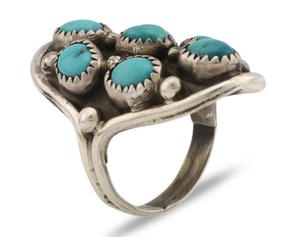Navajo Ring .925 Silver Natural Blue Turquoise Artist Signed L Henderson C.80's