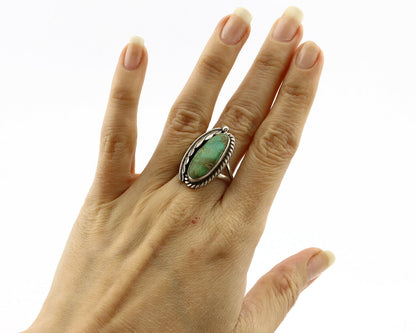 Navajo Ring .925 Silver Royston Turquoise Signed Apache Manufacturing C80s