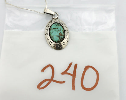 Navajo Pendant .925 Silver Blue Turquoise Native American C.80's
