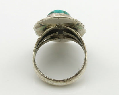Navajo Ring .925 Silver Kingman Turquoise Signed M Begay C.1980's