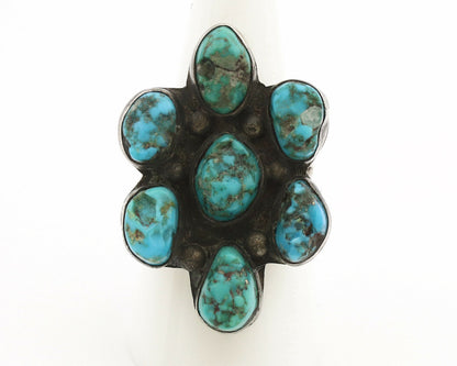 Navajo Old Pawn Ring .925 Silver Kingman Turquoise Native American Artist C.70's