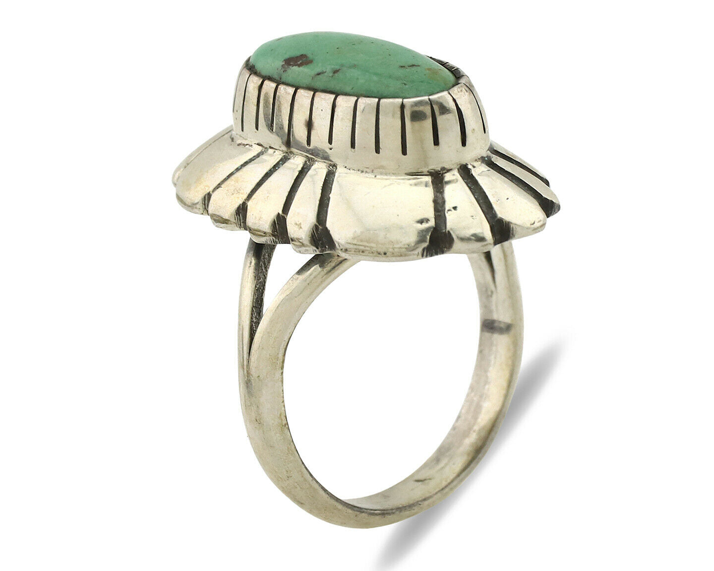 Navajo Ring .925 Silver Natural Mined Turquoise Artist Signed M Montoya C.80's