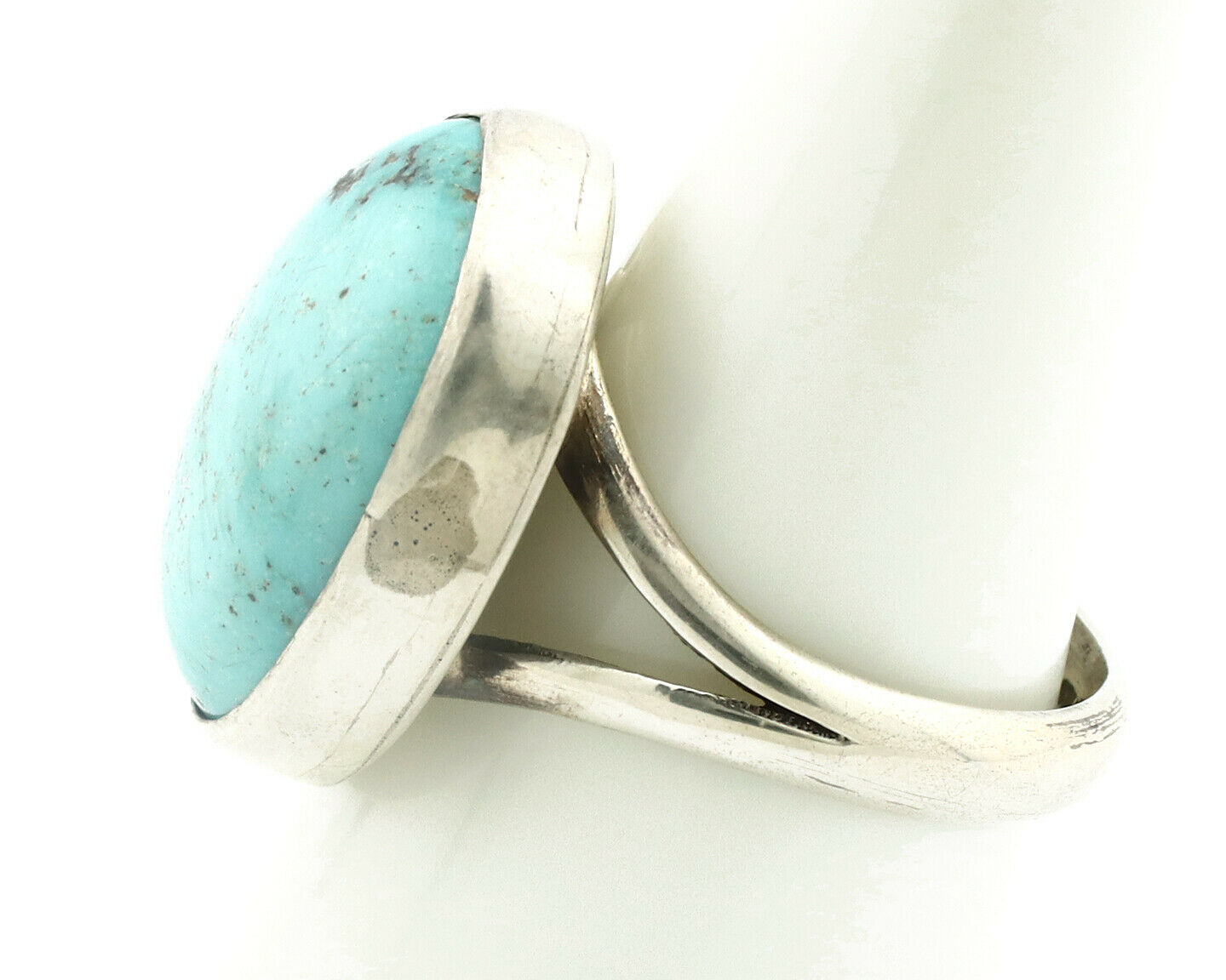 Navajo Ring .925 Silver Natural Blue Turquoise Signed Apache C.80's