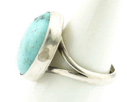 Navajo Ring .925 Silver Natural Blue Turquoise Signed Apache C.80's