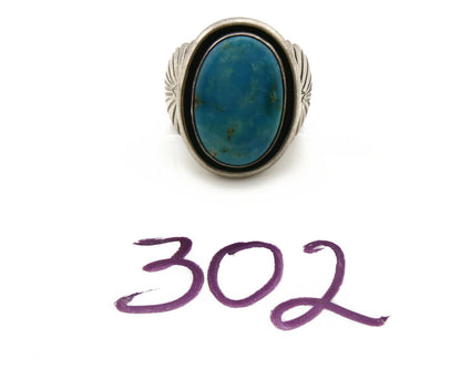 Navajo Kingman Turquoise Ring .925 Silver Artist Signed Doug Zachary C.80's