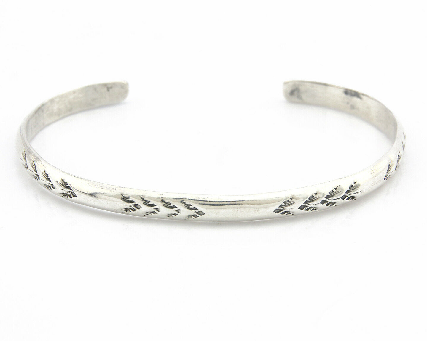 Navajo Bracelet .925 Silver Hand Stamped Arrow Head Artist Montoya C.80's