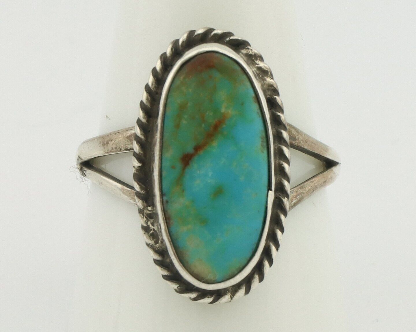 Navajo Ring 925 Silver Natural Blue Kingman Turquoise Native Artist C.80's