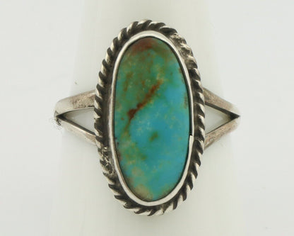 Navajo Ring 925 Silver Natural Blue Kingman Turquoise Native Artist C.80's