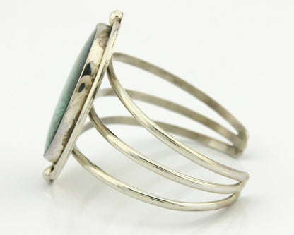 Navajo Malachite Bracelet SOLID .925 Silver Signed Artist KH C.80's