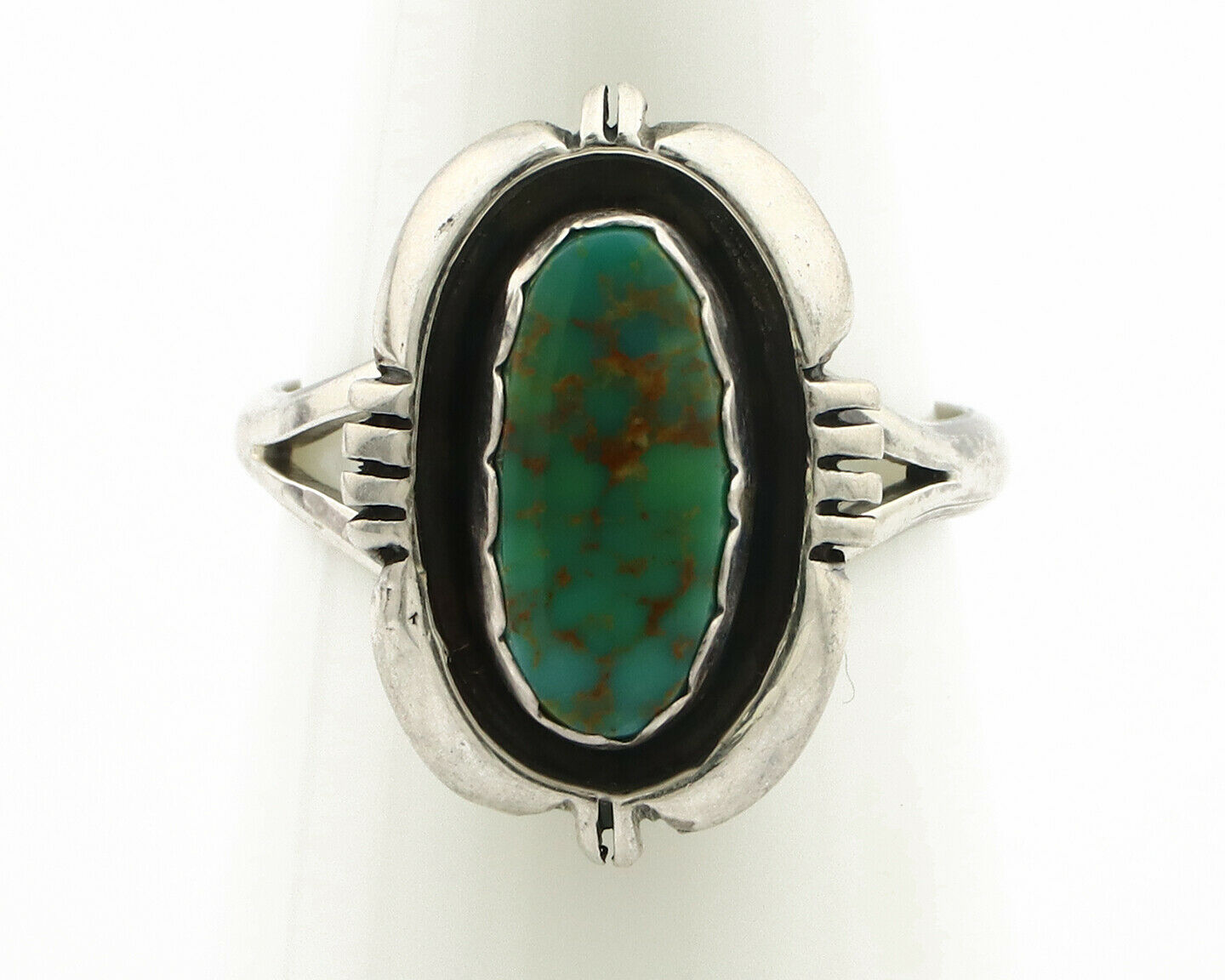 Navajo Ring .925 Silver Kingman Turquoise Handmade Native American Artist C.80's