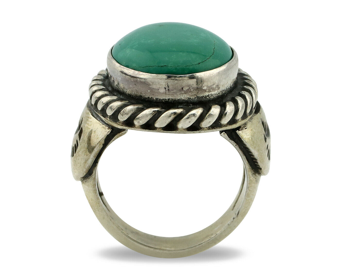 Navajo Ring .925 Silver Blue Green Southwest Turquoise Native Artist C.80's