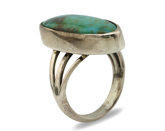 Navajo Ring .925 Silver Arizona Turquoise Native American Artist C80s