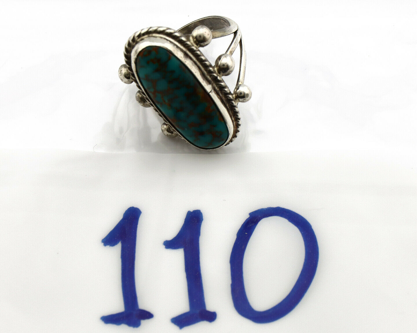 Navajo Ring .925 Silver Blue Southwest Turquoise Native American Artist C80s