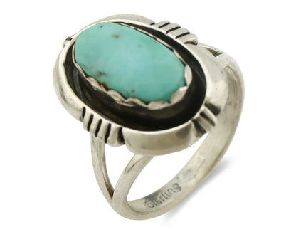 Navajo Ring .925 Silver Kingman Turquoise Handmade Native American Artist C.80's