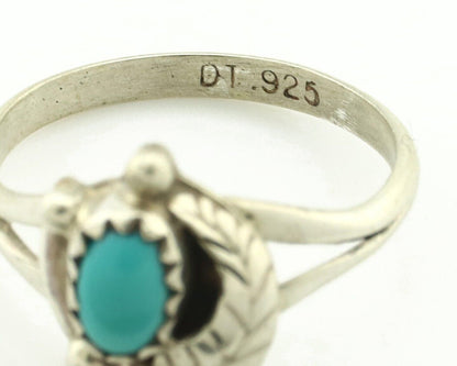 Navajo Ring .925 Silver Natural Blue Turquoise Artist Signed DT C.80's