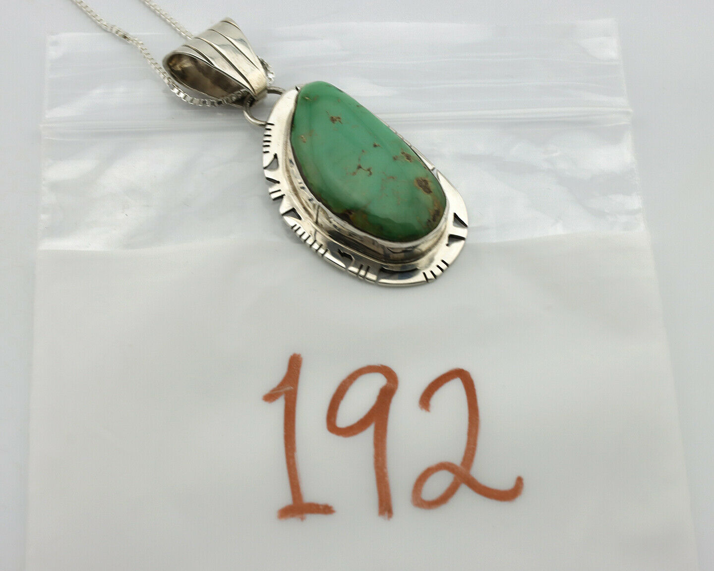 Navajo Pendant .925 Silver Manassas Turquoise Signed FT C.80's