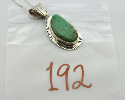 Navajo Pendant .925 Silver Manassas Turquoise Signed FT C.80's