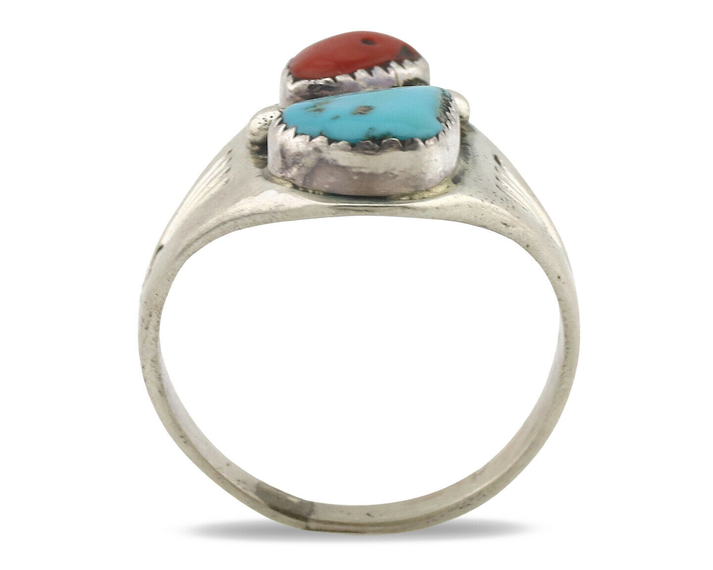 Zuni Ring .925 Silver Natural Blue Turquoise Native American Artist C.1980's