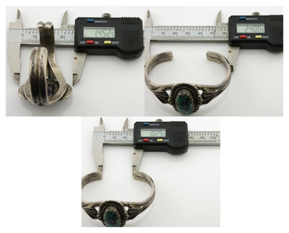 Women's Navajo Bracelet .925 Silver Turpens Pawn Vault Spiderweb Turquoise C80's