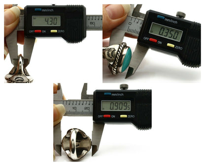 Navajo Ring .925 Silver Kingman Turquoise Artist Signed Apache C.80's