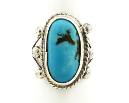 Navajo Ring .925 Silver Morenci Turquoise Native American Artist C80s