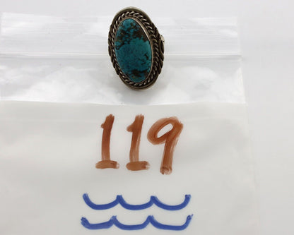 Navajo Ring 925 Silver Blue Mine 8 Turquoise Native American Artist C.80's