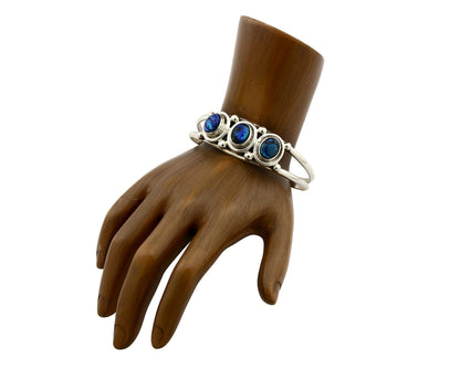 Navajo Bracelet .925 Silver Natural Mother of Pearl Handmade Native Artist C80's