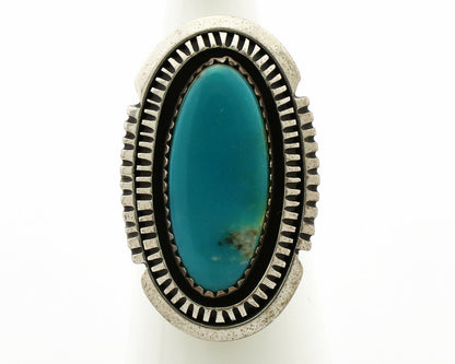 Navajo Ring .925 Silver Nevada Turquoise Native American Artist C.1980's