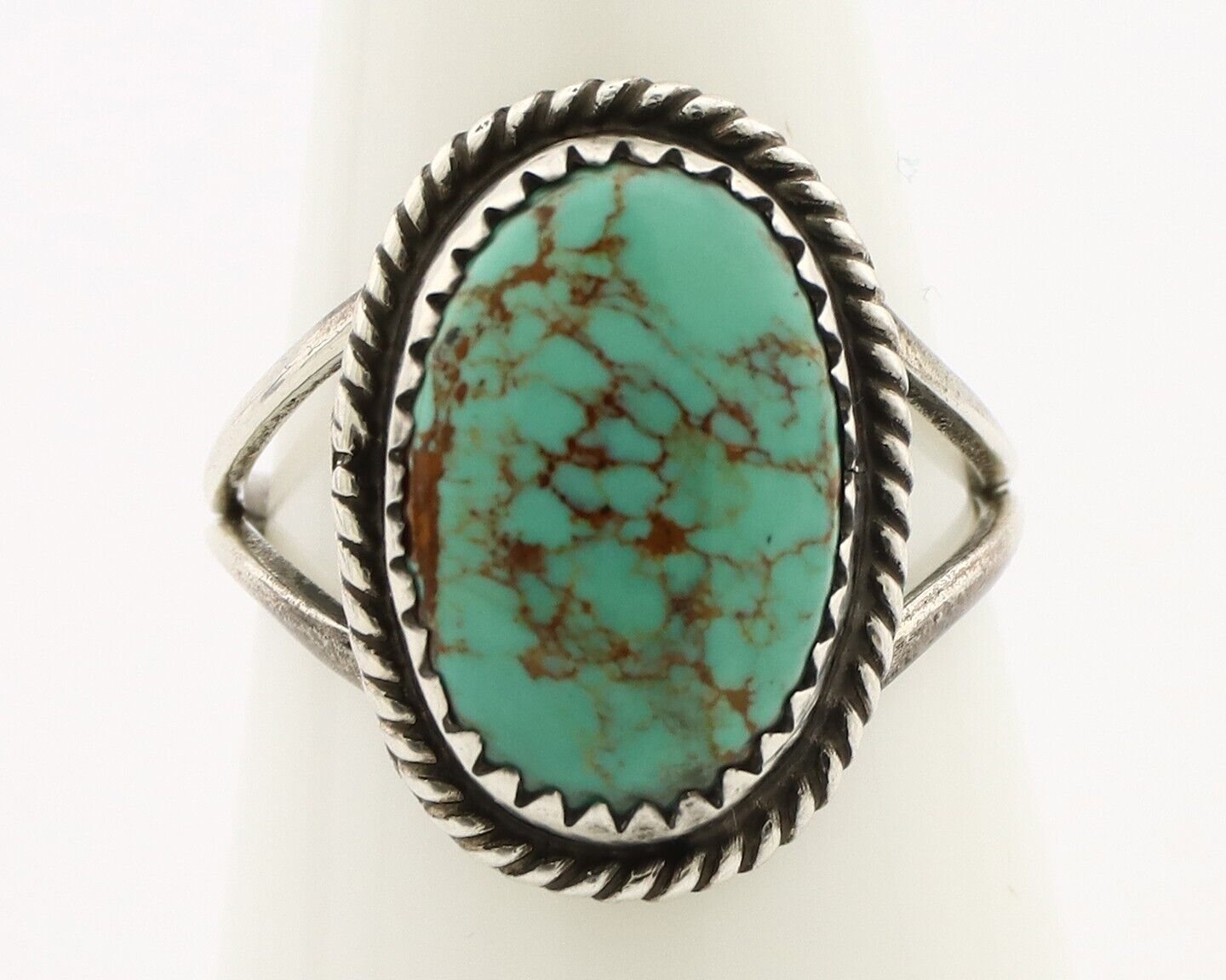 Navajo Handmade Ring 925 Silver Kingman Turquoise Artist Signed MC C.80's