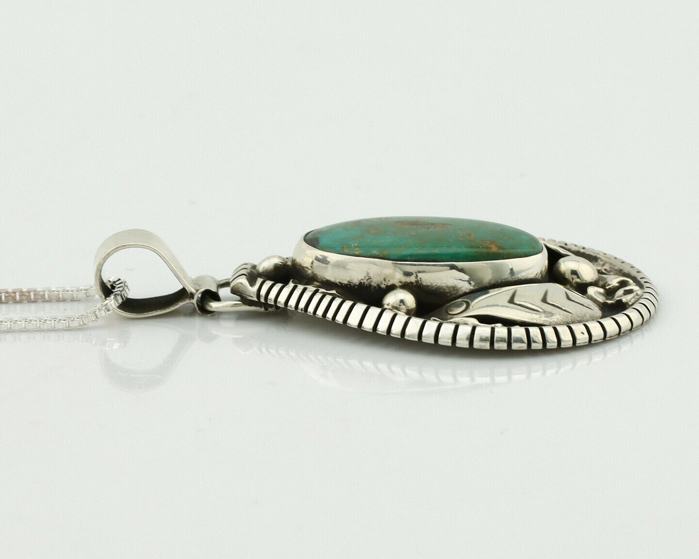 Navajo Necklace .925 Silver Royston Turquoise Signed Tepee C.1980's