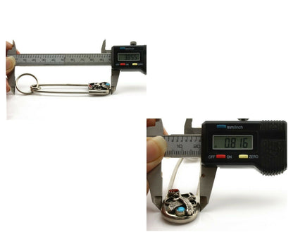 Navajo Handmade Key Chain .925 Silver Blue Turquoise & Coral Native Artist C80s