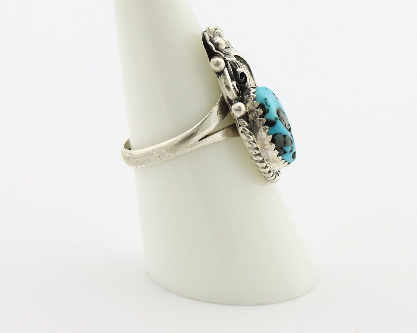 Navajo Ring 925 Silver Natural Blue Turquoise Native American Artist C.80's