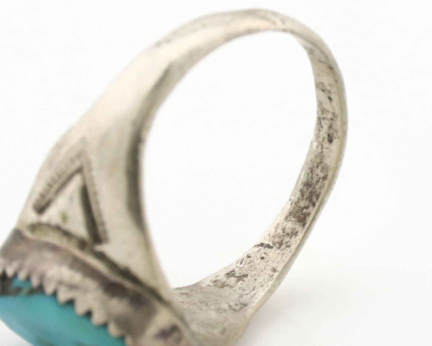 Zuni Ring .925 Silver Natural Blue Turquoise Native American Artist C.1980's