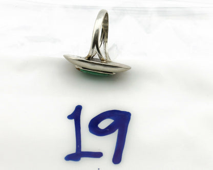 Navajo Shadow Box Ring .925 Silver Kingman Turquoise Signed M Montoya C80s