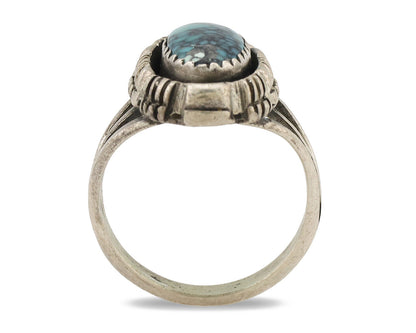 Navajo Ring .925 Silver Spiderweb Turquoise Artist Signed Yazzie C.80's