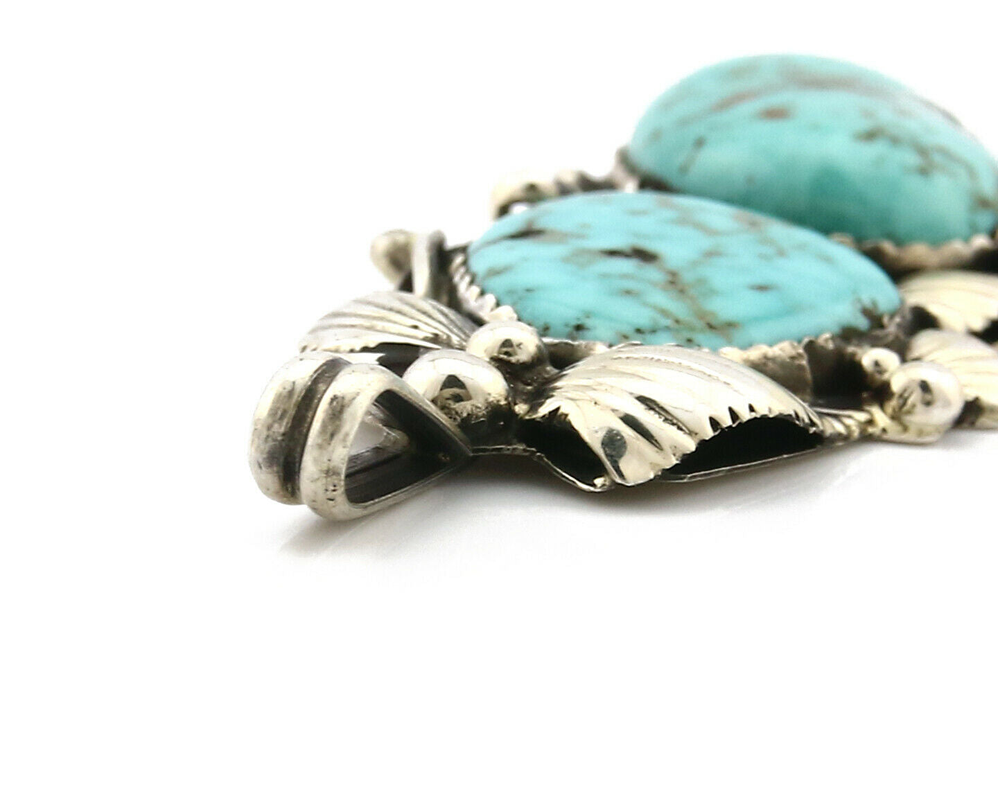 Navajo Pendant .925 Silver Kingman Turquoise Signed Artist Tom Willeto C.80's