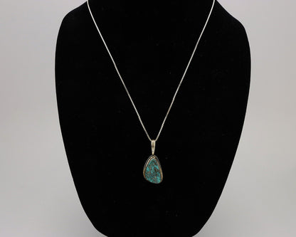 Navajo Necklace .925 Silver Fox Mine Turquoise Signed Doug Zachary C.1980's